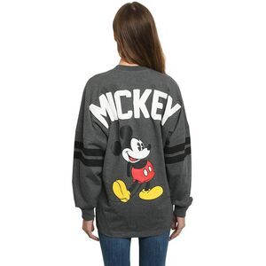 Mickey Mouse Sweatshirt Disney Womens Long Sleeve Oversized Jersey Charcoal Gray
